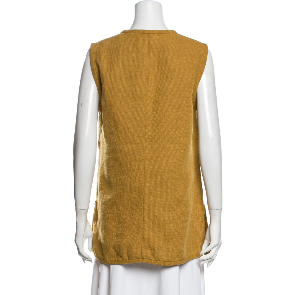 Sleeveless Tunic in Mustard with Contrast Button - Picture 5 of 8
